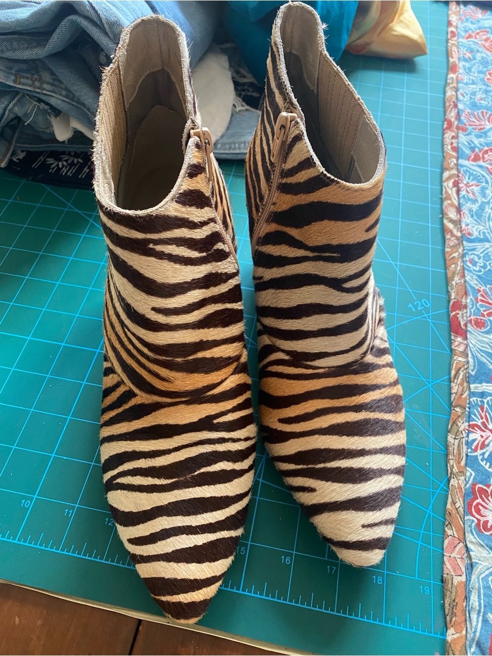 Matisse Pony hair zebra print ankle boots